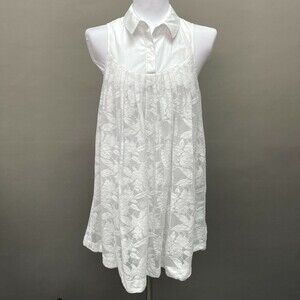 Anthropologie HD in Paris Women's Top Size Small White Sleeveless Lace Floral